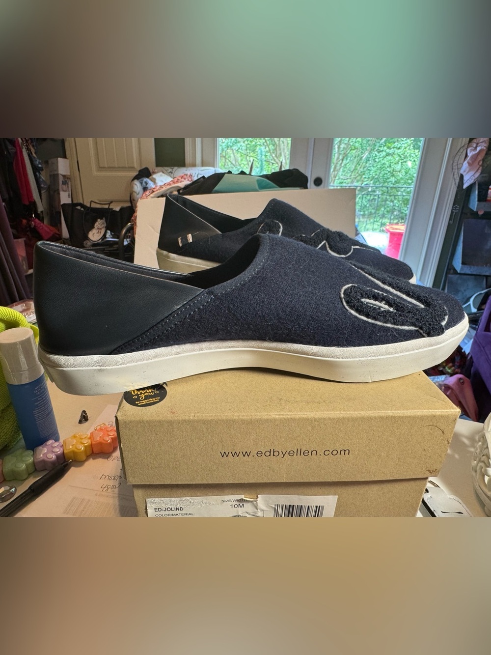 Ellen Degeneres Navy Joland Sneaker with Script Appliqué “Love” NIB - Picture 11 of 12